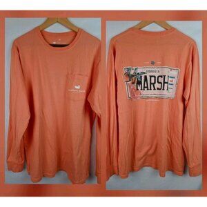 Southern Marsh  Adult Size Medium Orange Georgia Peach State Long Sleeve T-Shirt
